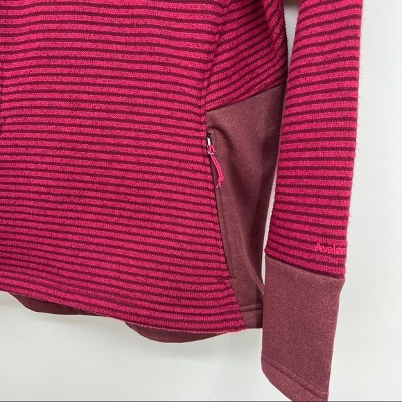 Avalanche Maroon Striped Long Sleeves Hooded Asymmetrical Zip Sweatshirt - Picture 3 of 10